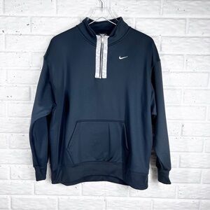 NIKE Black Therma Half Zip Fleece pullover with logo trim medium